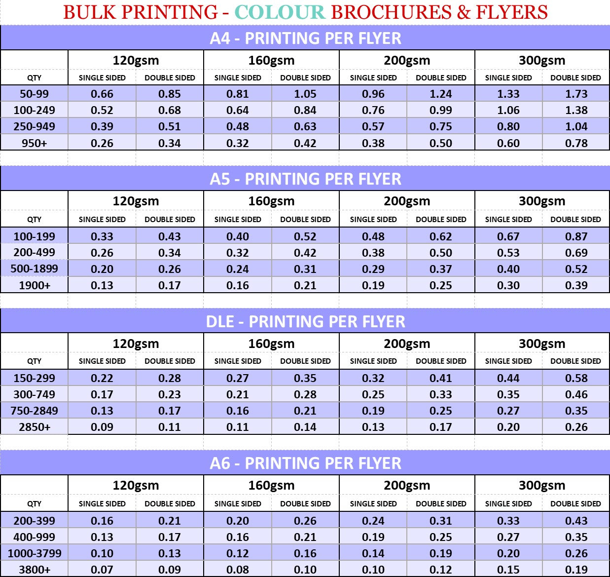 Brochures & Flyers: A4 | Black & White