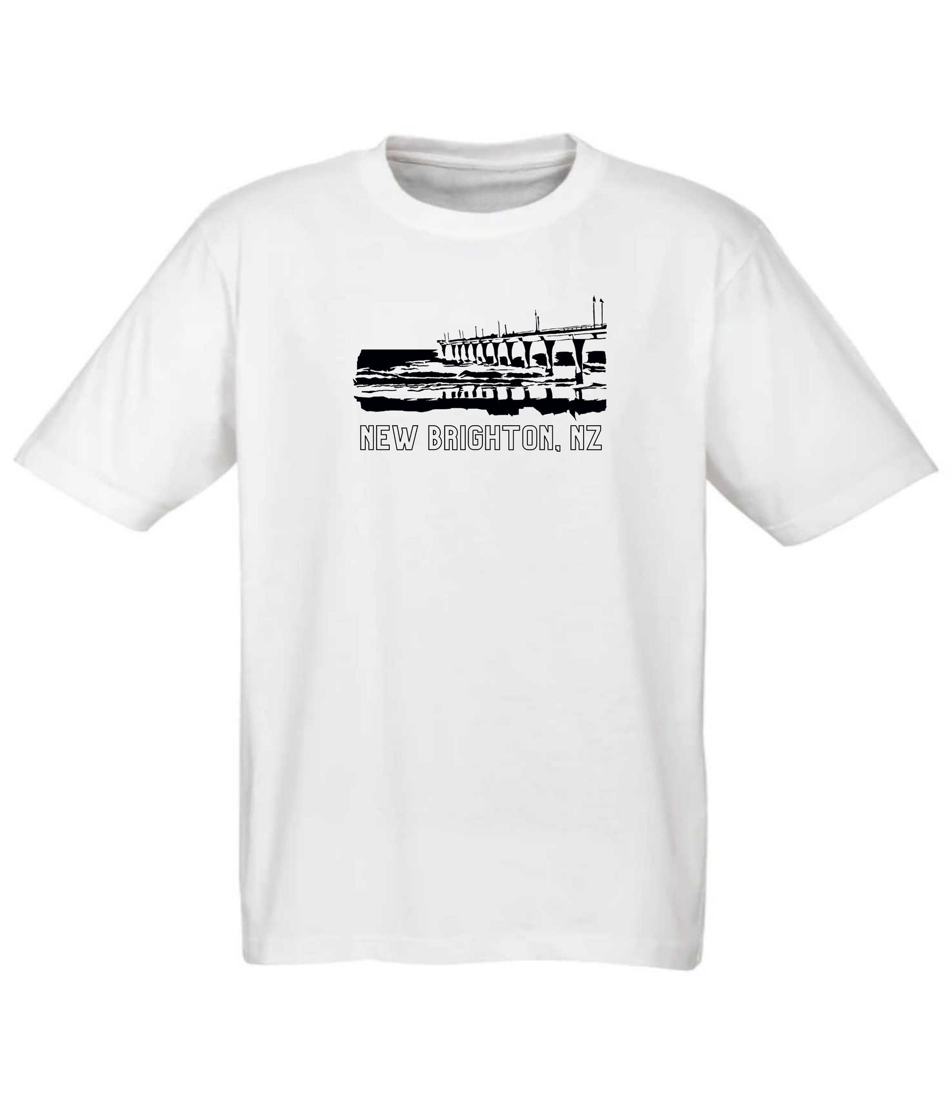 Tee - New Brighton, NZ (White) - Frame 'n' Copy