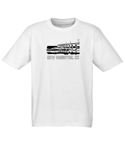 Tee - New Brighton, NZ (White) - Frame 'n' Copy