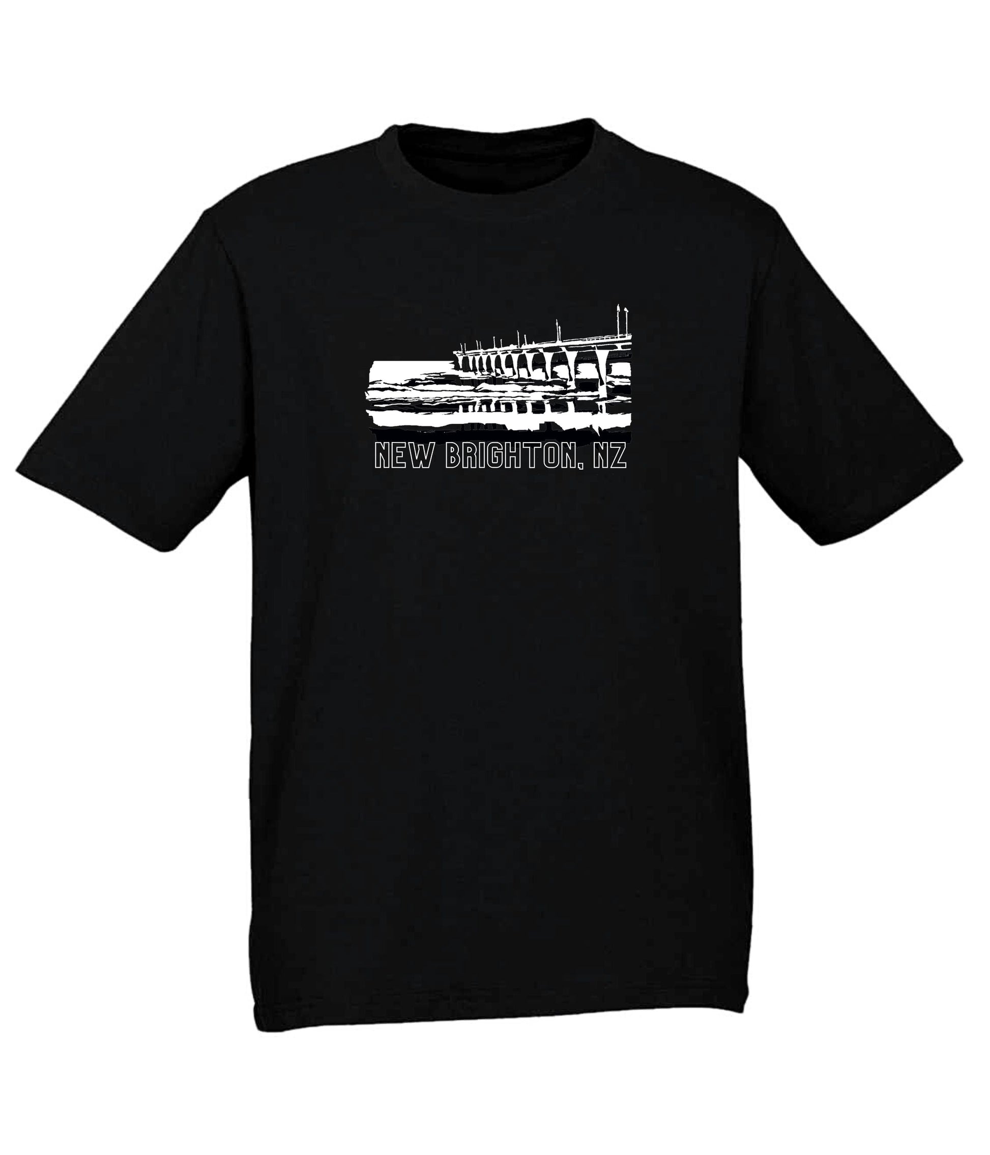 Tee - New Brighton, NZ (Black) - Frame 'n' Copy